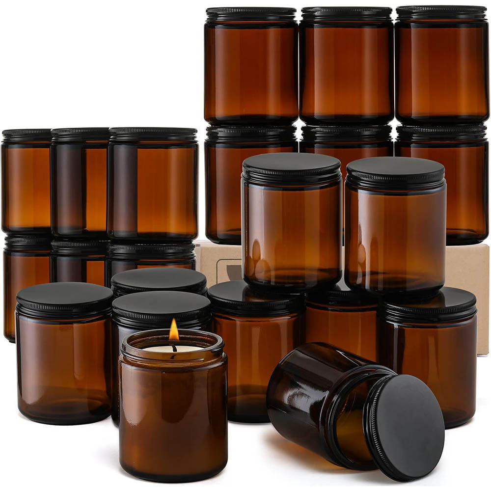 Amber Jar Candle - Barattoli in Vetro Ambrato da 8oz