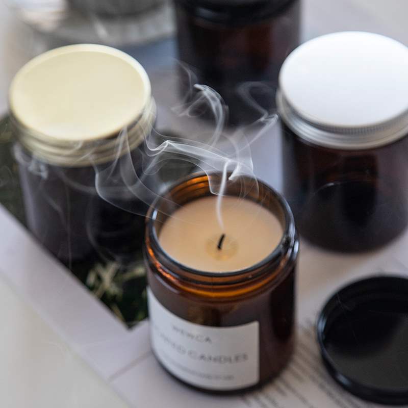 Amber Jar Candle - Barattoli per candele in vetro ambrato