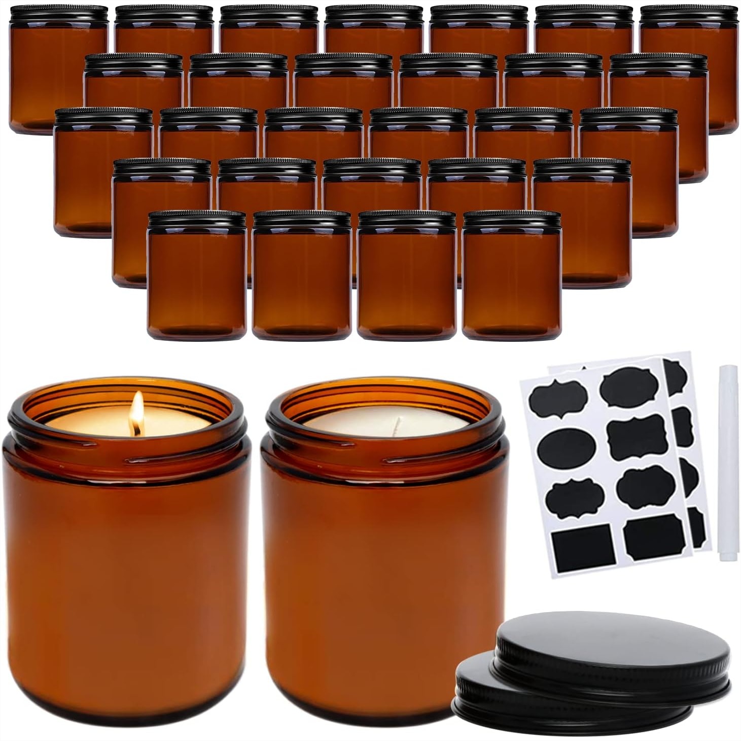 Amber Jar Candle - Confezione da 30 Barattoli in Vetro