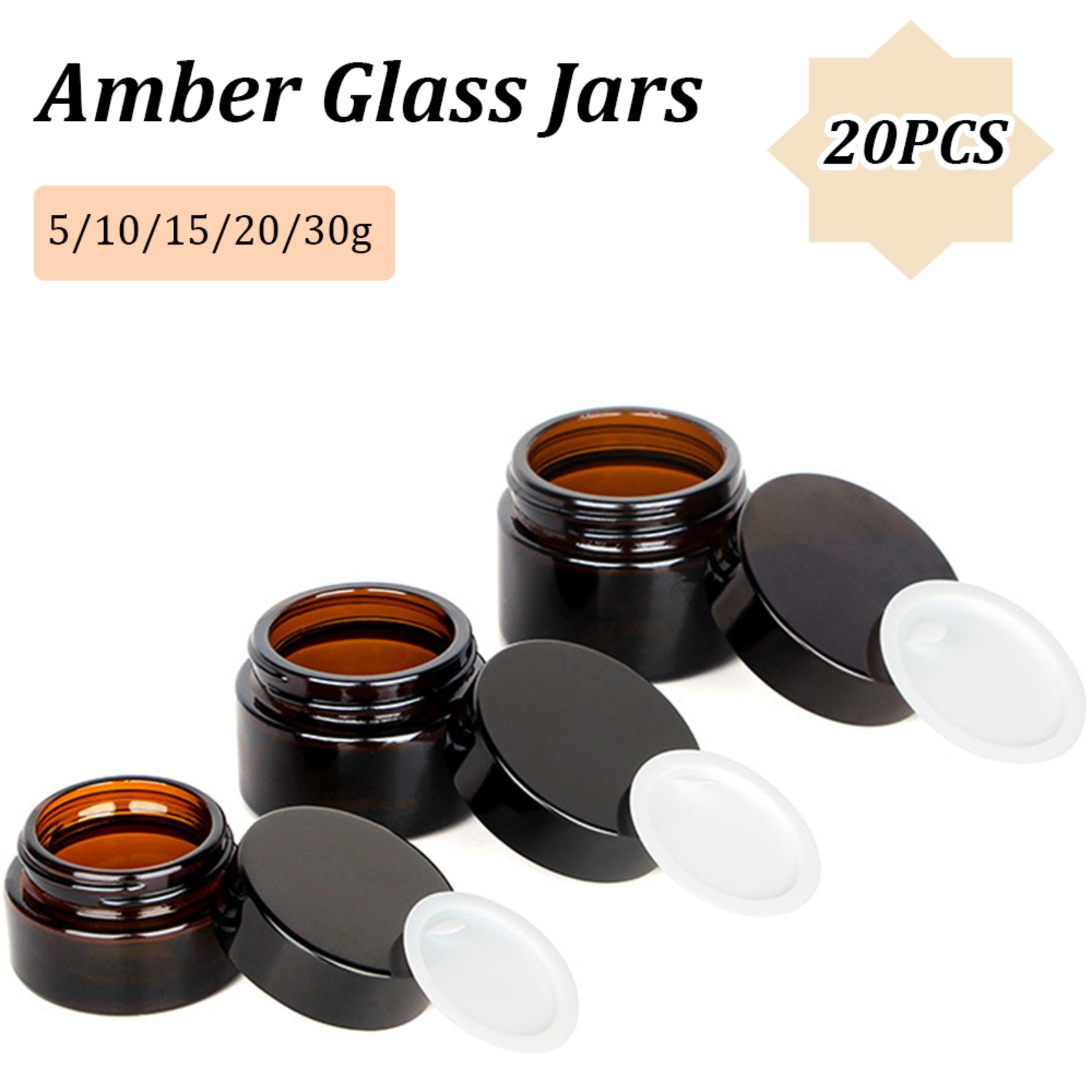 Amber Jar Candle - Barattoli di vetro ambrato piccoli da