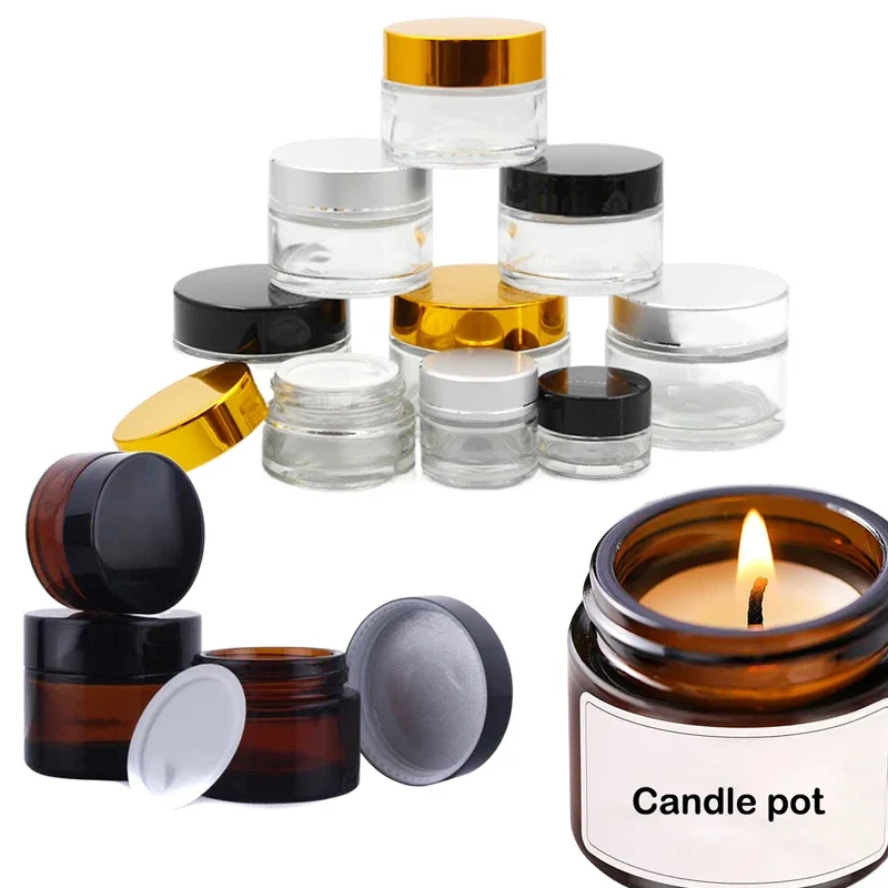 Amber Jar Candle - 5 vasetti rotondi in vetro ambrato